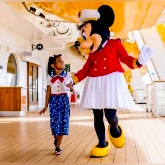 Kids Disney Cruise Line Anchor Sailor Sleeveless Dress with Belt - Picture 2 of 4